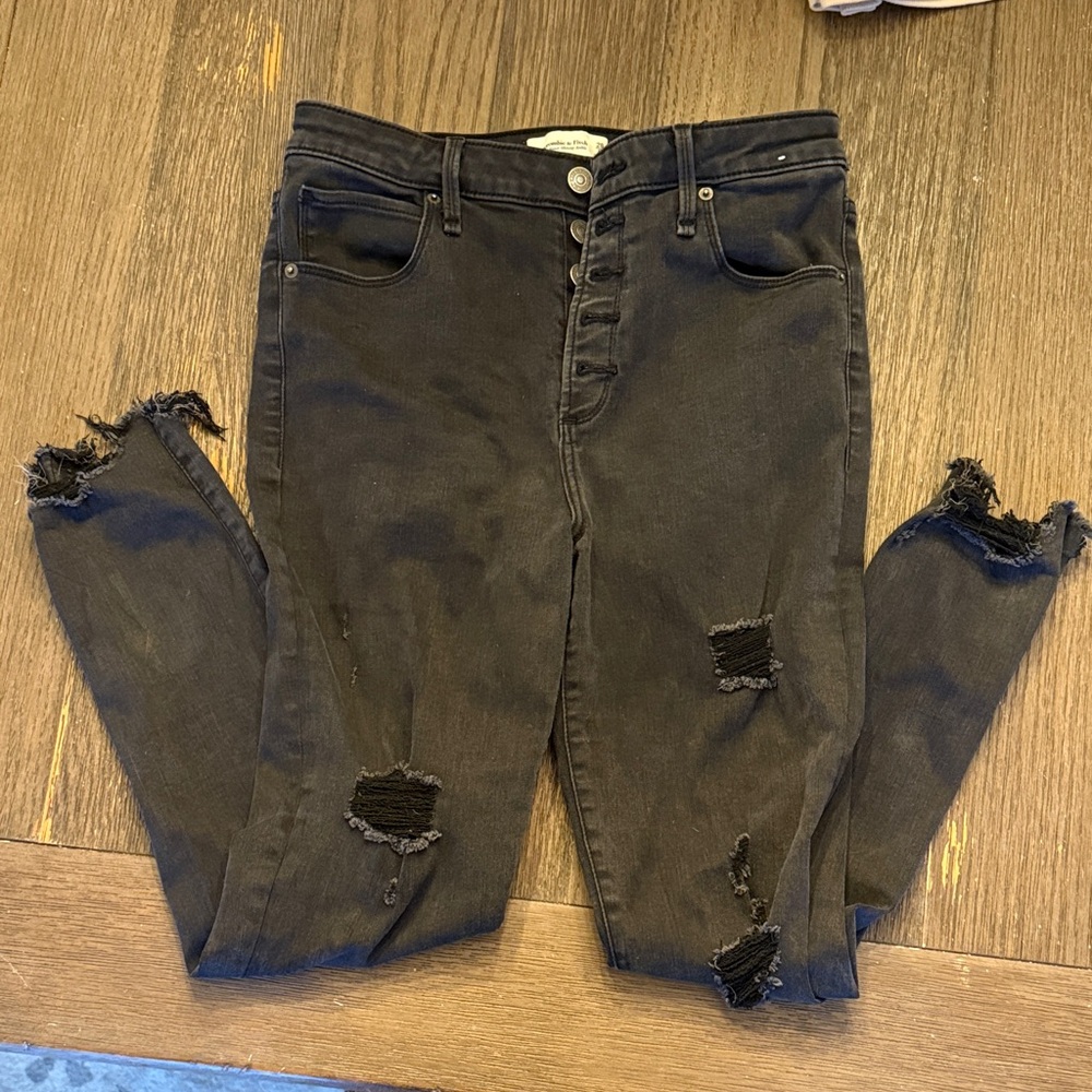 Distressed A&F Black Jeans